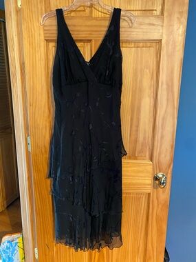 jonathan martin Black V-Neck Tiered Midi Dress